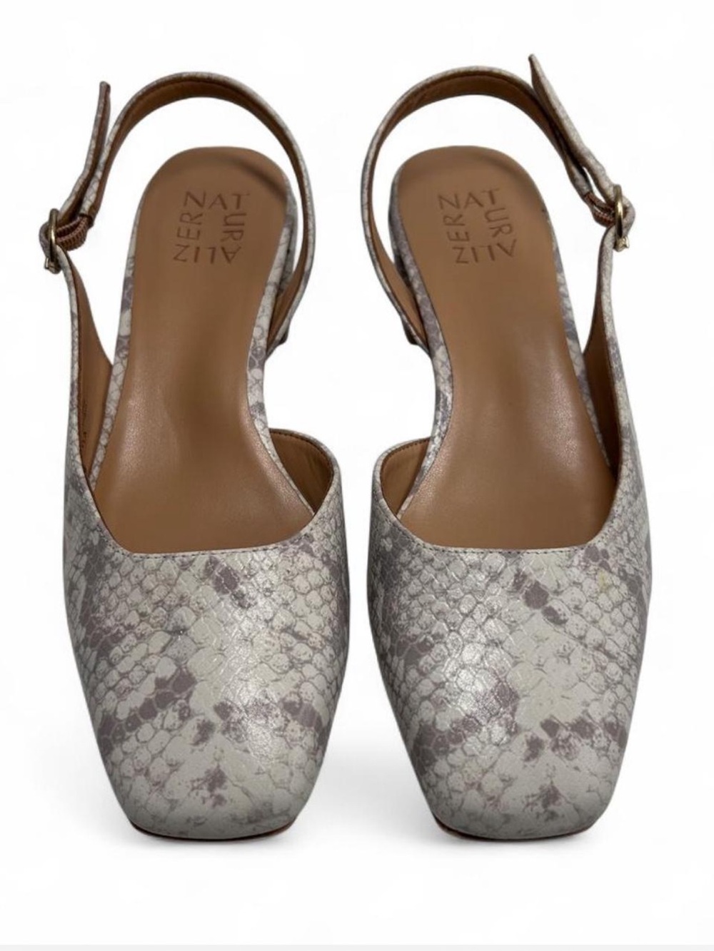 Naturalizer Jayla Slingback Pumps, White Snake pattern, D'Orsay side style 7